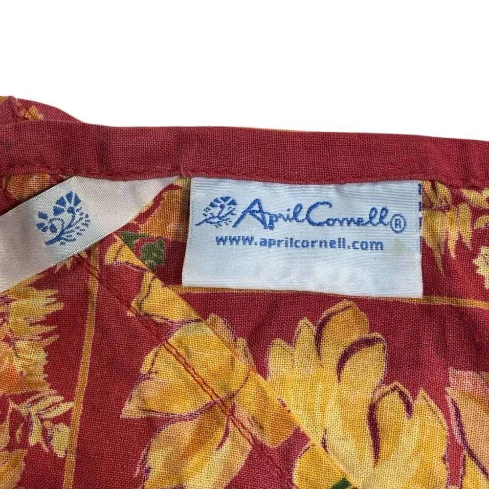 April Cornell Tablecloth Orange Yellow Floral Fall Leaves Holiday Cotton 100x45